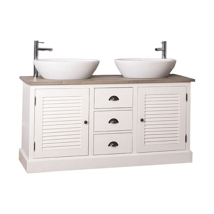 Fenyőfából készült mosdószekrény 3 darab fiókkal és 2 darab polccal