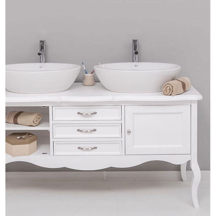 Fenyőfából készült 3 fiókos mosdószekrény