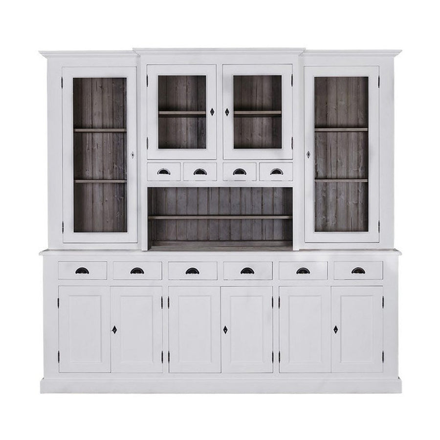 Óriás méretű, tömör fenyőfából készült, 245 cm hosszú és 225 cm magas tálalószekrény