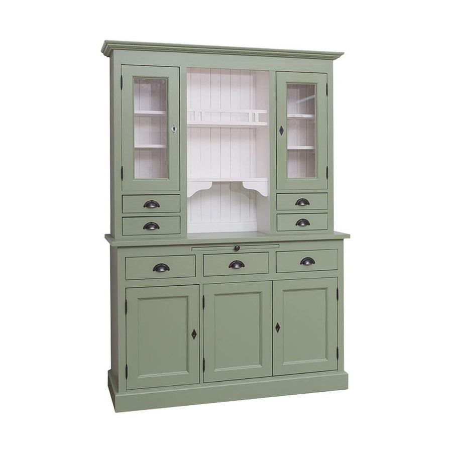 Tömör fenyőfából készült, 137 cm hosszú és 197 cm magas tálalószekrény