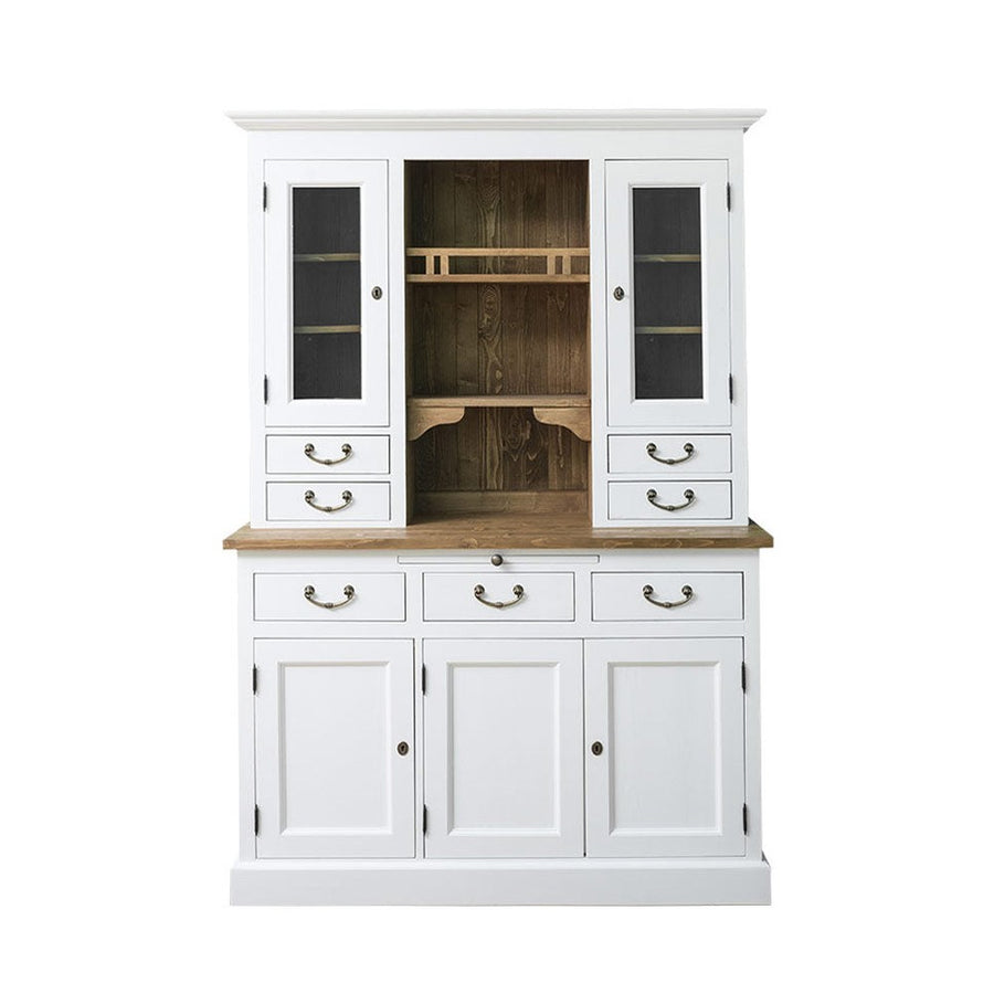 Tömör fenyőfából készült, 137 cm hosszú és 197 cm magas tálalószekrény