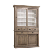 Tömör fenyőfából készült, 142 cm hosszú és 225 cm magas vitrines tálalószekrény