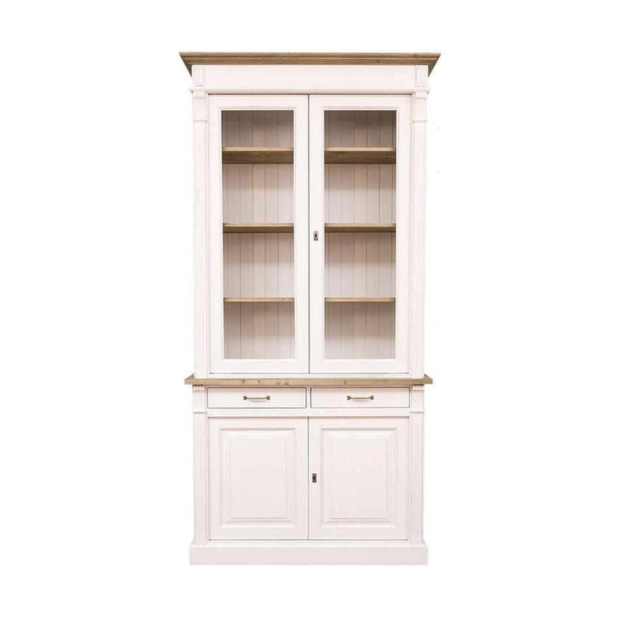 Tömör fenyőfából készült, 120 cm hosszú és 240 cm magas tálalószekrény