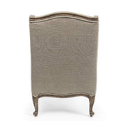 Provanszi stílusú, mangófából készült, natúrszínű kárpitú kézműves fotel.