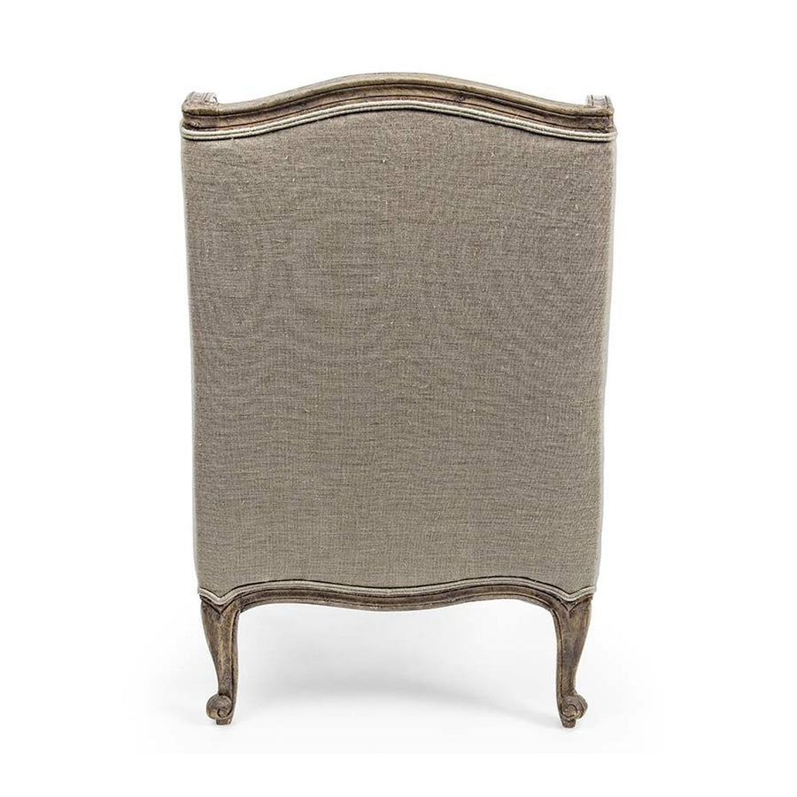 Provanszi stílusú, mangófából készült, natúrszínű kárpitú kézműves fotel.