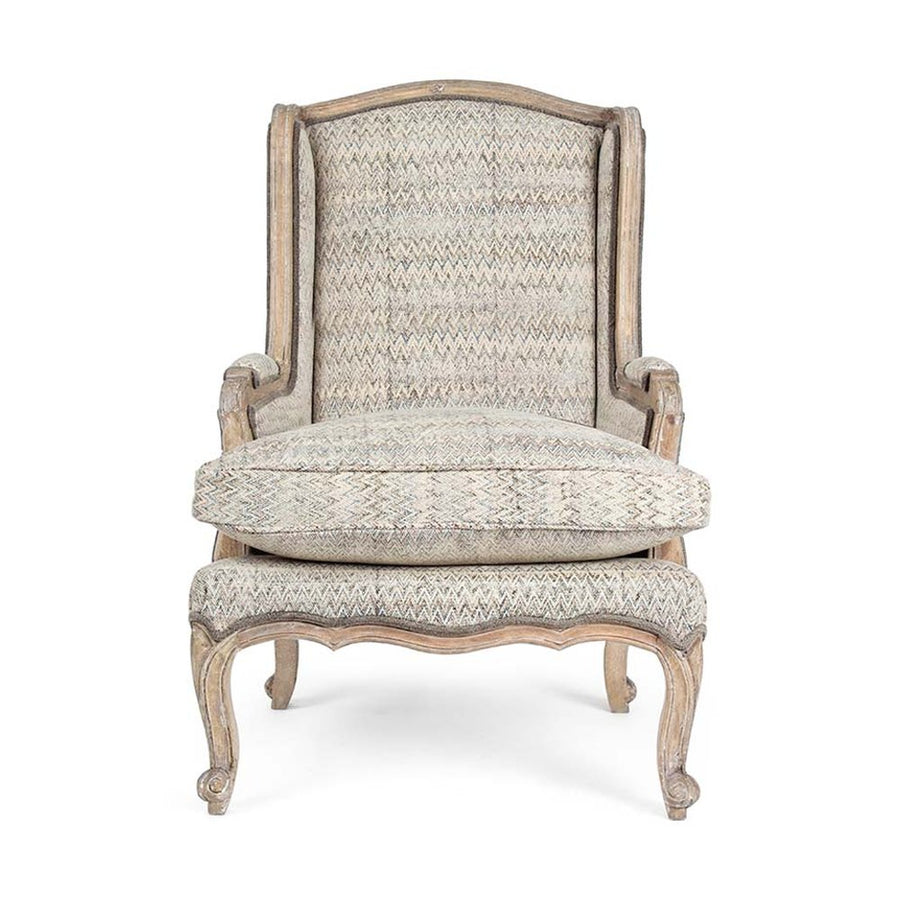 Kolonial stílusú, újrahasznosított magófából készült füles fotel.