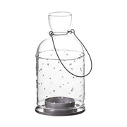 Skandináv stílusú, 22 cm magas, függeszthető üvegbúrás mécsestartó