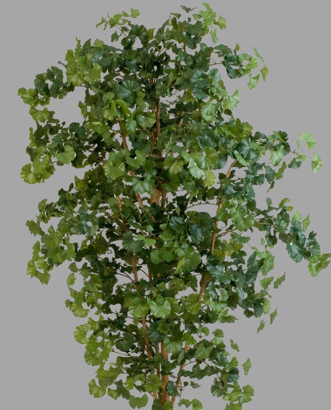 Mű ginkgo fa, fekete színű műanyag cserépben.