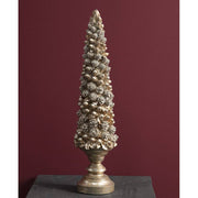 ezsgőszínű, nagyméretű karácsonyi dekorációs fenyő kúp.