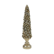 Pezsgőszínű, nagyméretű karácsonyi dekorációs fenyő kúp.