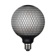 Graohic Diamond dekorációs izzó. Meleg fehér fényű LED dekorációs izzó, opálos üveggel és matt fekete színű grafikai mintával