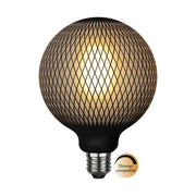 Graohic Diamond dekorációs izzó. Meleg fehér fényű LED dekorációs izzó, opálos üveggel és matt fekete színű grafikai mintával