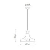 Rusztikus, vidéki stílusú, antikolt felületű mázas kerámiából és rozsdás fémből készült, textilburkolatú vezetékkel kialakított, kézműves függeszték lámpa.