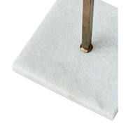 Loft stílusú, antik sárgaréz fém gyertyatartó fehér márvány talppal.