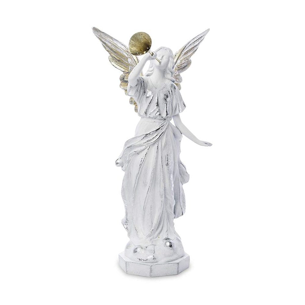 Prémium kategóriás, klasszikus stílusú, 40 cm magas harsonás karácsonyi angyal figura