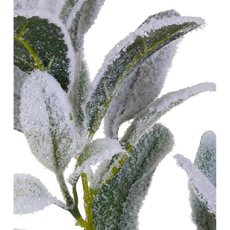 Mesterséges, élethű megjelenésű, 74 cm hosszú, havas mű zsálya ág  közeli képe