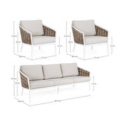 Homokszürke színű kerti ülőgarnitúra.