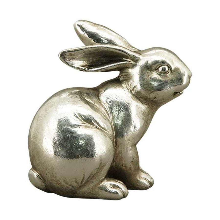 14,5 cm magas, glamour stílusú, ezüst színű húsvéti nyuszi figura