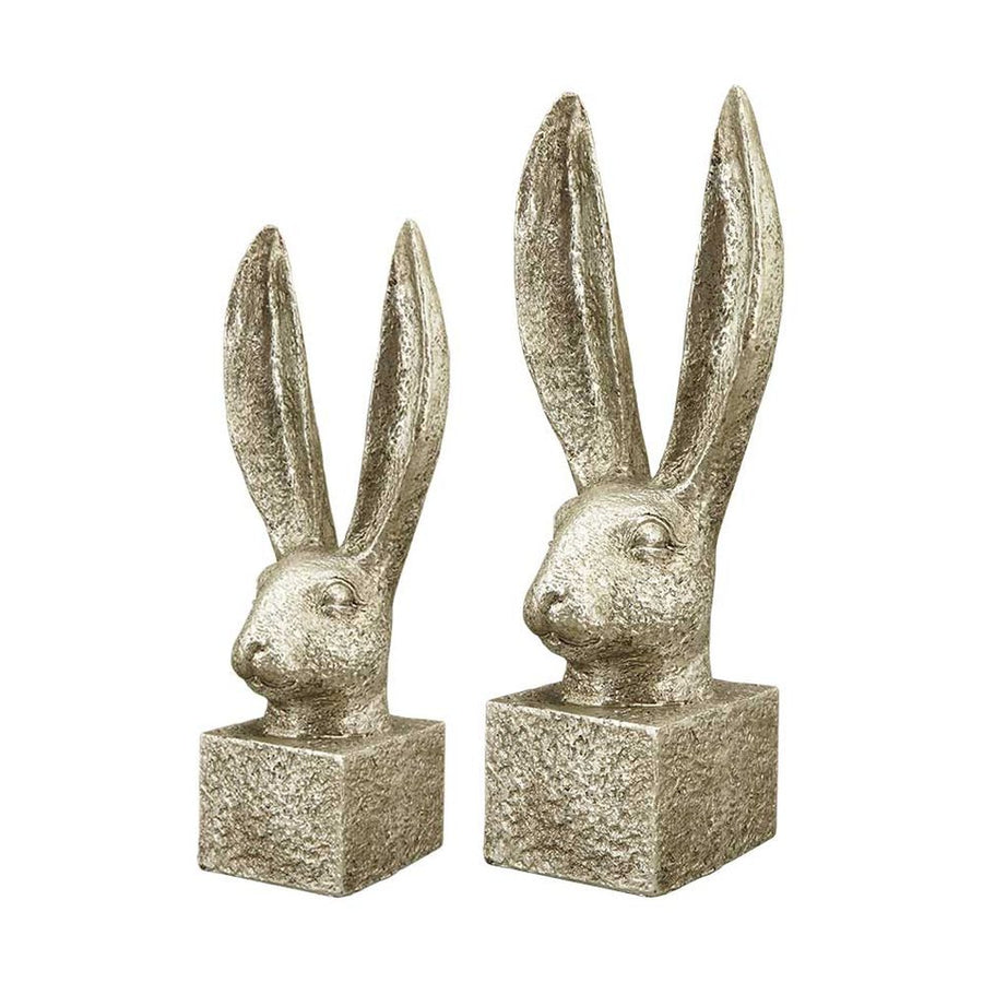 Glamour stílusú, 28,5 cm magas, ezüst színű húsvéti nyuszifej dísz