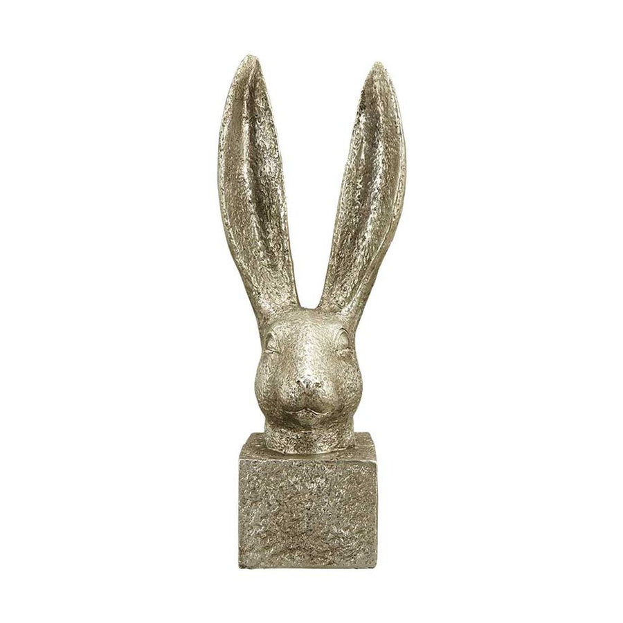 Glamour stílusú, 36 cm magas, ezüst színű húsvéti nyuszifej dísz 