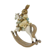 Vintage stílusú húsvéti dekor hintaló nyuszimamával és gyermekével