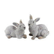 Vidéki vintage stílusú, 16 cm magas, rusztikus patinás felületű, antik fehér színű húsvéti kerámia nyuszi figura