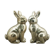 26 cm magas, glamour stílusú, ezüst színű húsvéti nyuszi figura