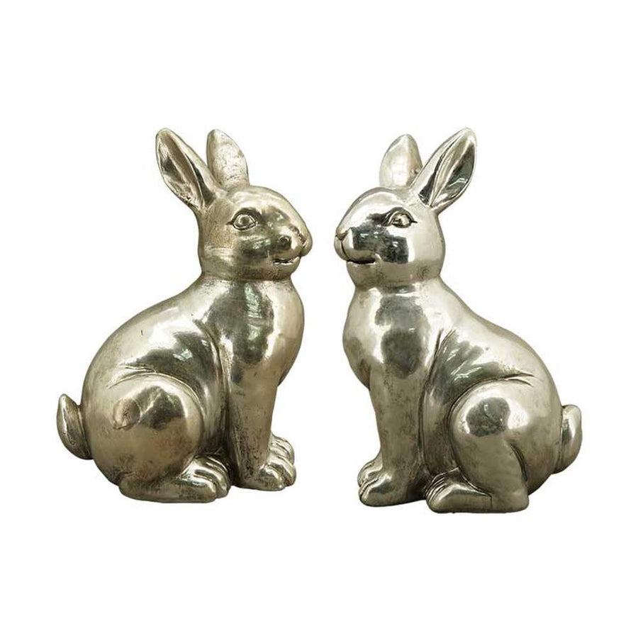 Nagyméretű, 35 cm magas, glamour stílusú, ezüst színű húsvéti nyuszi figura