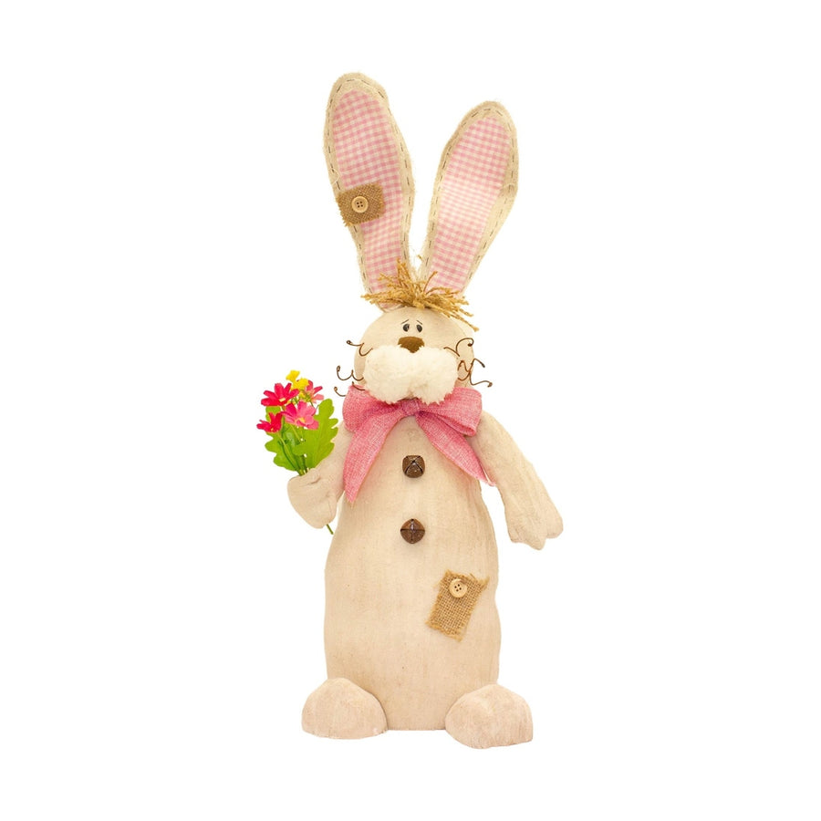 Vidéki, farmhouse stílusú, rusztikus fém csengőkkel díszített, kézzel varrott nyuszi figura.