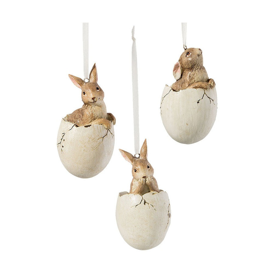 Vintage stílusú,, függeszthető húsvéti nyuszi figura tojáshéjban.