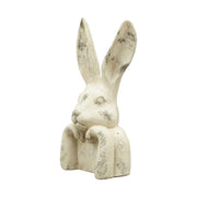 Vidéki vintage stílusú, patinás felületű, antik krém színű, 49 cm magas húsvéti nyuszi mellszobor
