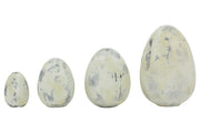 4 féle méretű, antikolt felületű, krém színű húsvéti kerámia tojások.