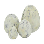 4 féle méretű, antikolt felületű, krém színű, húsvéti kerámia tojás.