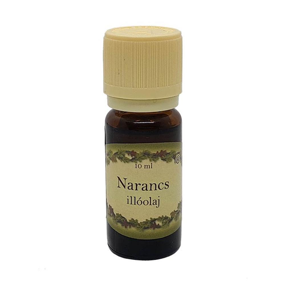 Narancs illatú illóolaj 10 ml-es barna üvegcsében, krémszínű kupakkal, természetes citrusos aromával, párologtatásra ajánlott.