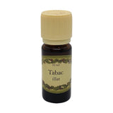 Tabac illatú illóolaj 10 ml barna üvegcsében, bézs kupakkal – fás, fűszeres, férfias aromaterápiás olaj.