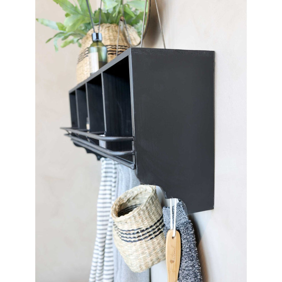 FACTORY antik szén fém falipolc fogassal 80 cm