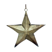 Dombormintával díszített, 16 cm magas, karácsonyi fém arany csillag