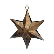 Dombormintával díszített, 16 cm magas, karácsonyi fém arany csillag