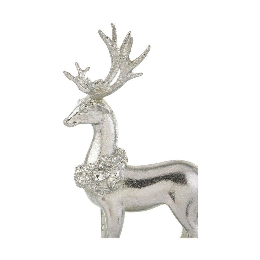 Glamour stílusú, ezüstszínű szarvassal díszített karácsonyi zoknitartó.