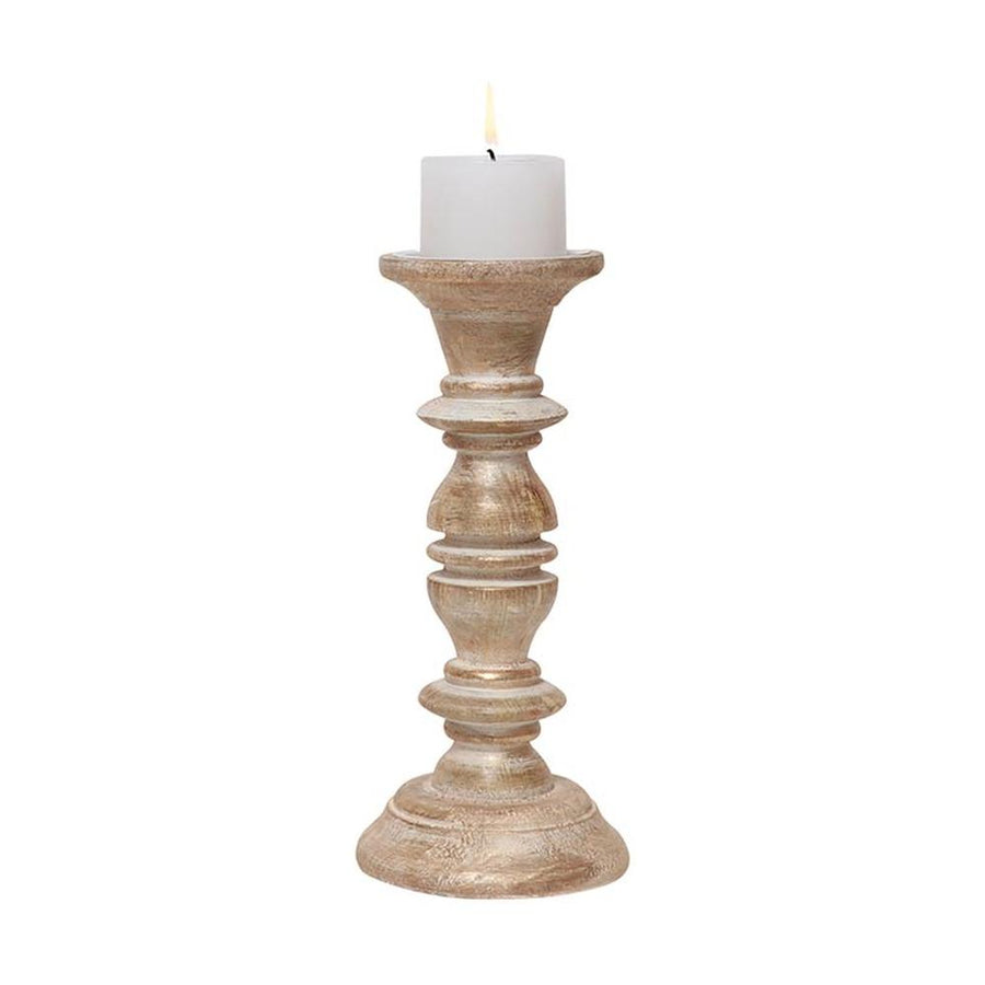 Vidéki, rusztikus stílusú, 30,5 cm magas, antikolt arany felületű, karácsonyi mangófa gyertyatartó