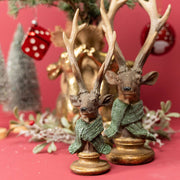 Karácsonyi szarvas mellszobor 31 cm barna-zöld "A természet éritése"