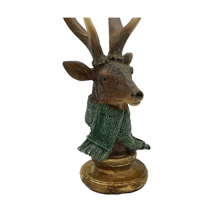 Karácsonyi szarvas mellszobor 31 cm barna-zöld "A természet éritése"