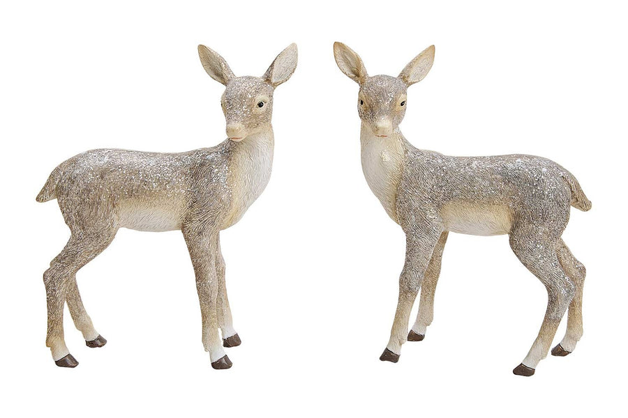 Pöttyös hátú, deres felületű, szürke színű karácsonyi őzike figura.