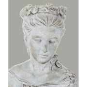 Női mellszobor formájú,, antikolt felületű cementből készült kaspó büszt.