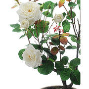 Prémium kategóriás, nagy méretű élethű rózsabokor vintage kaspóban