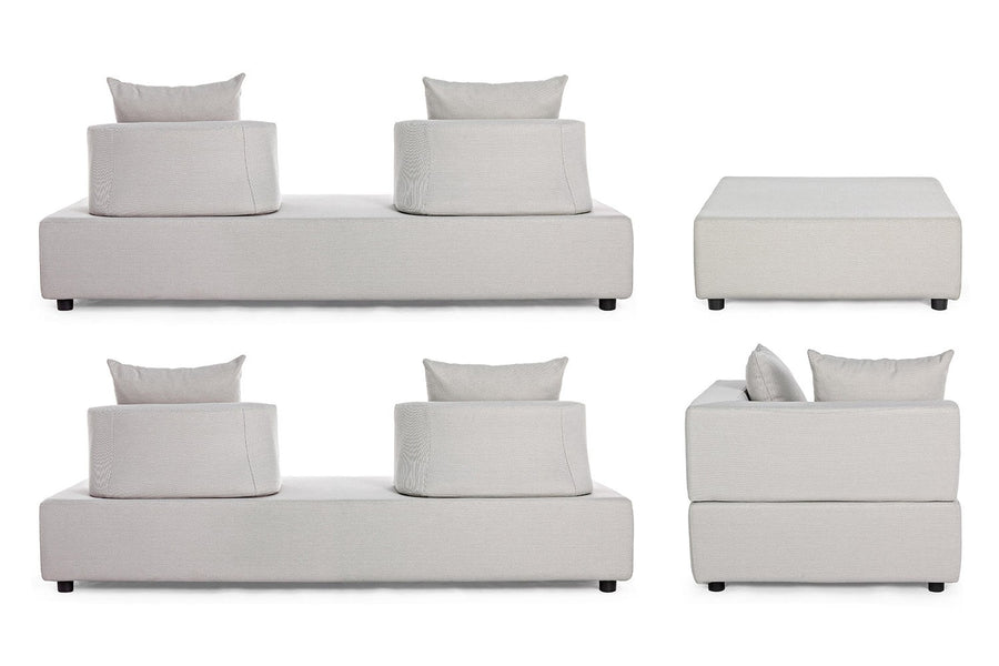 Homokszürke színű, kortárs kerti ülőgarnitúra.