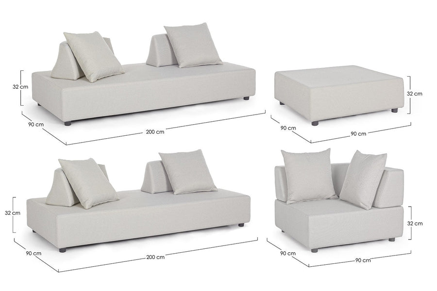 Homokszürke színű, kortárs kerti ülőgarnitúra.