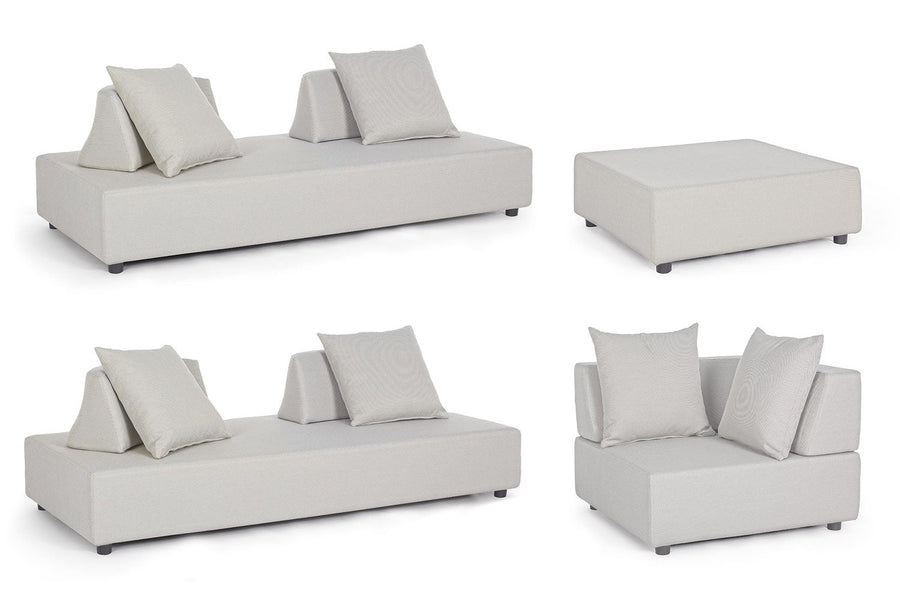 Homokszürke színű, kortárs kerti ülőgarnitúra.