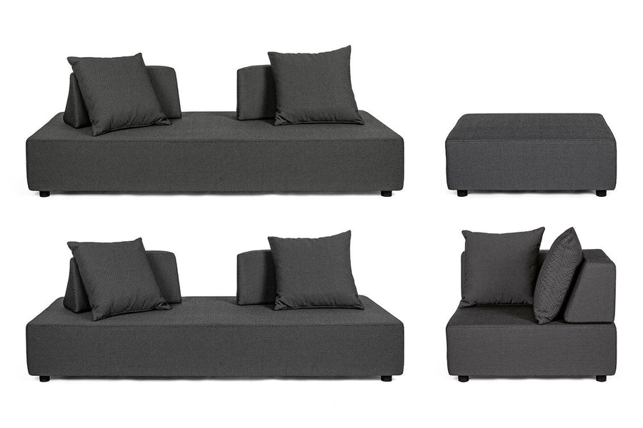 Sötétszürke színű kortárs kerti ülőgarnitúra.