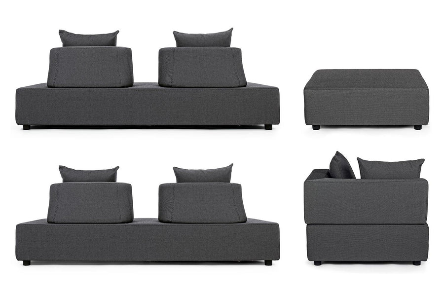 Sötétszürke színű kortárs kerti ülőgarnitúra.